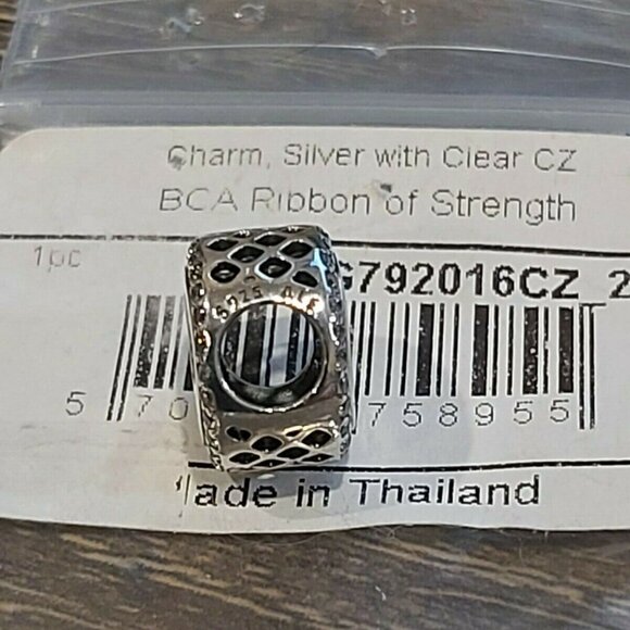 Authentic PANDORA *RETIRED* Double-Sided Ribbon of Strength Charm ENG792016CZ_29 - Picture 6 of 8